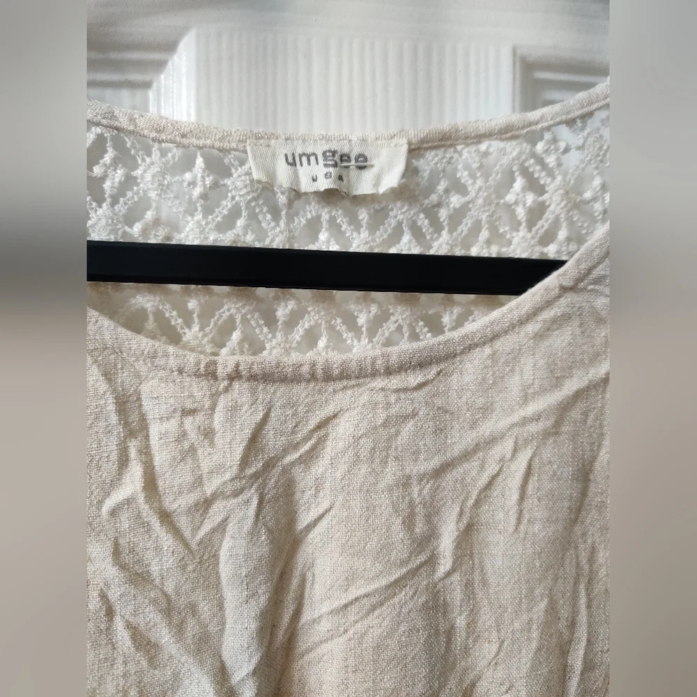 Umgee Cream Textured Dress with Lace Detail - Picture 2 of 3